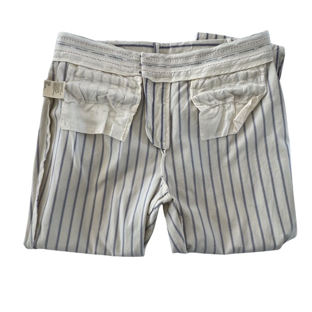 Anthropologie Pinstripe Cropped Flare Pants White Blue Coastal Prep Trouser 12 - Picture 6 of 10